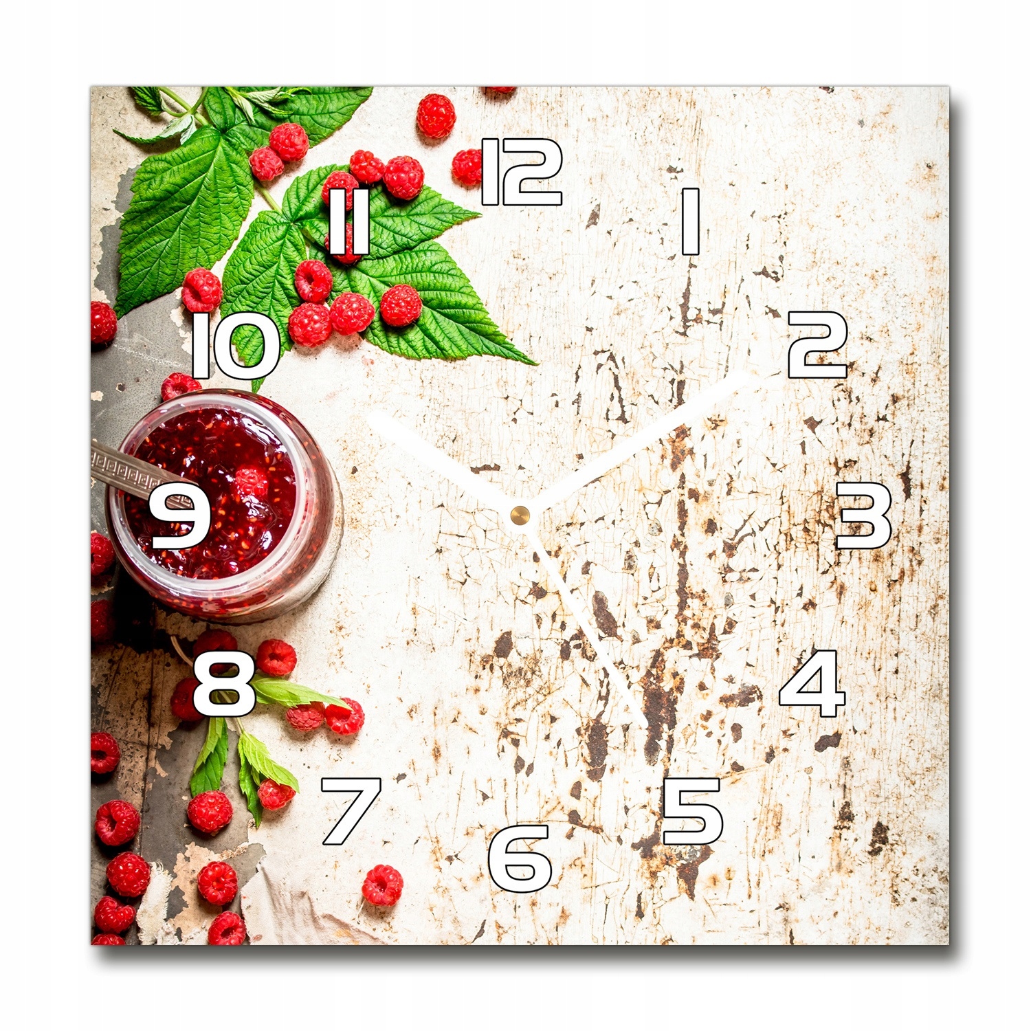 

Cichy ścienny szklany zegar Malinowy dżem 30x30 cm