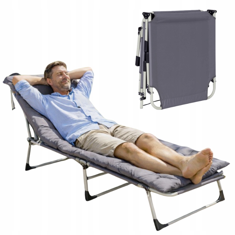 Łóżko Składane Turystyczne Polowe Leżak Ogrodowy z Materacem 193x66 120 kg