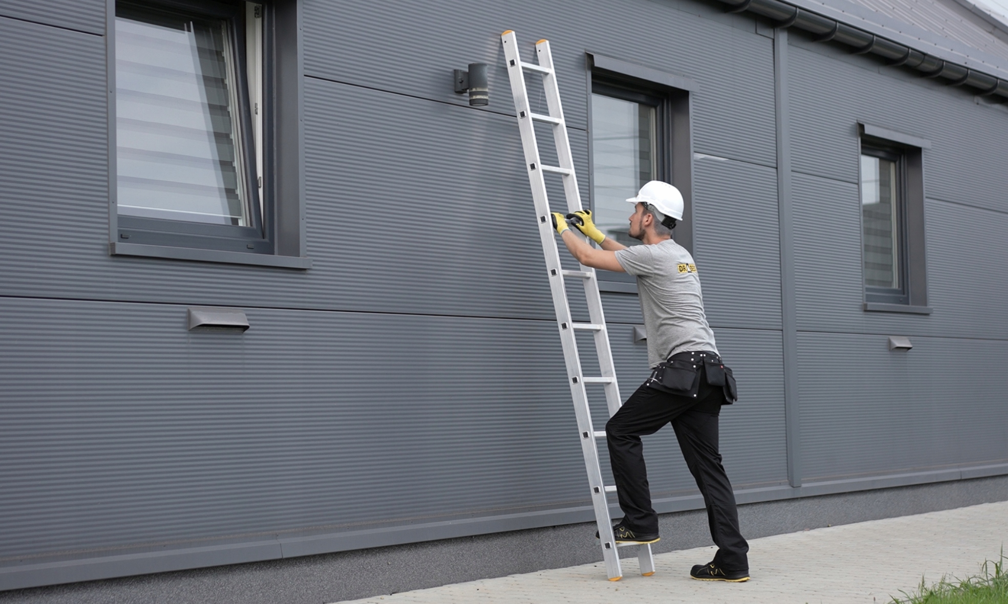 Drabina aluminiowa przystawna profesjonalna 6 stopniowa Drabest + HAK Materiał aluminium