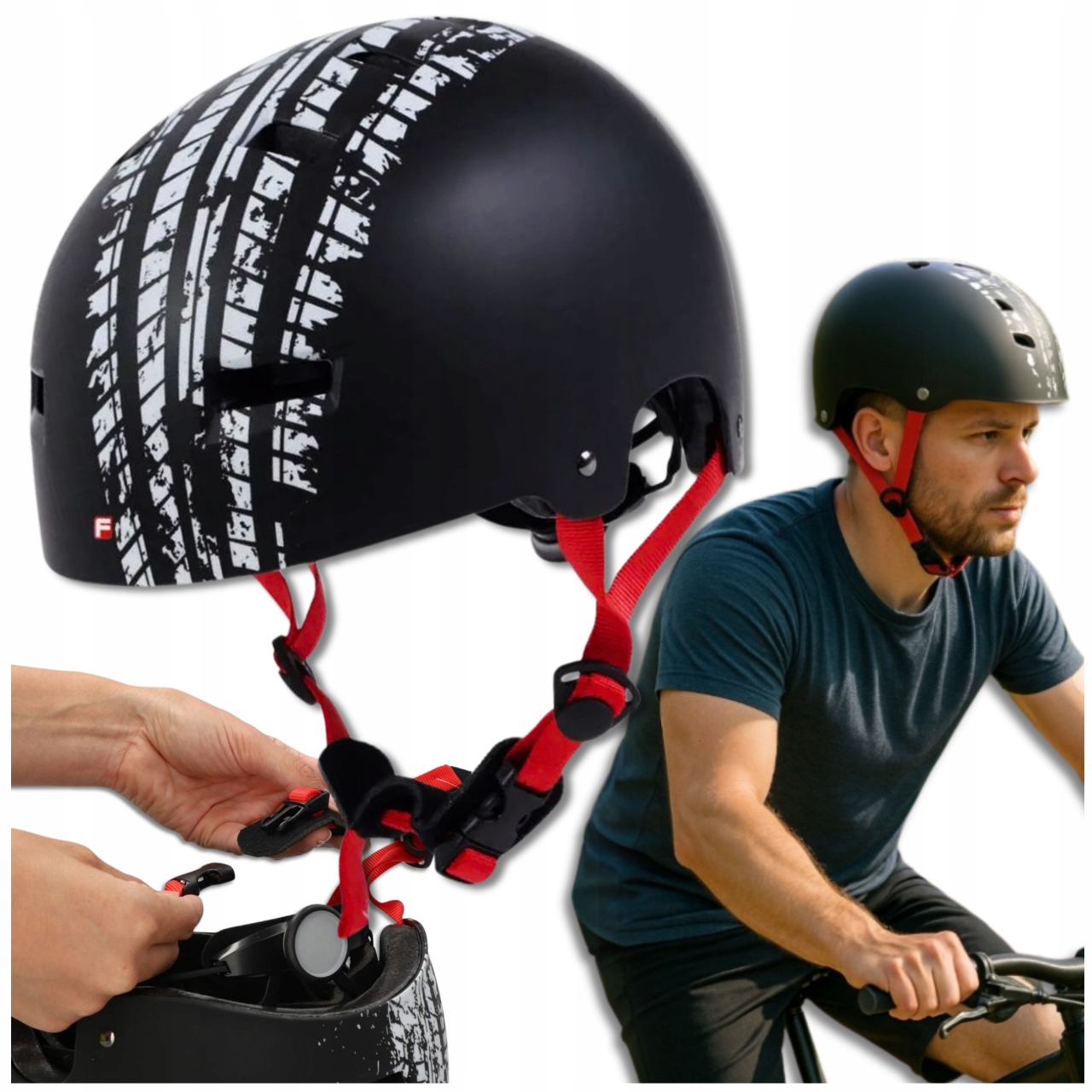 Kask skate orzech orzeszek na rower hulajnogę Bmx rolki Fisher L/XL
