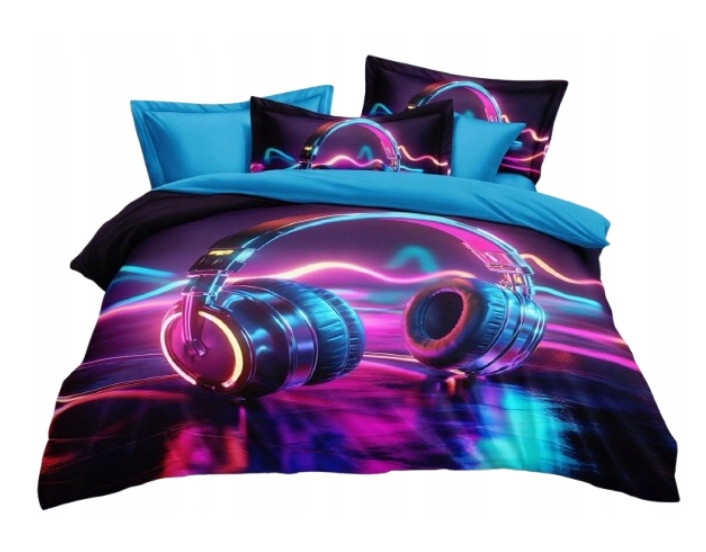 Pościel Słuchawki/kolorowe/turkus 140x200 3 części