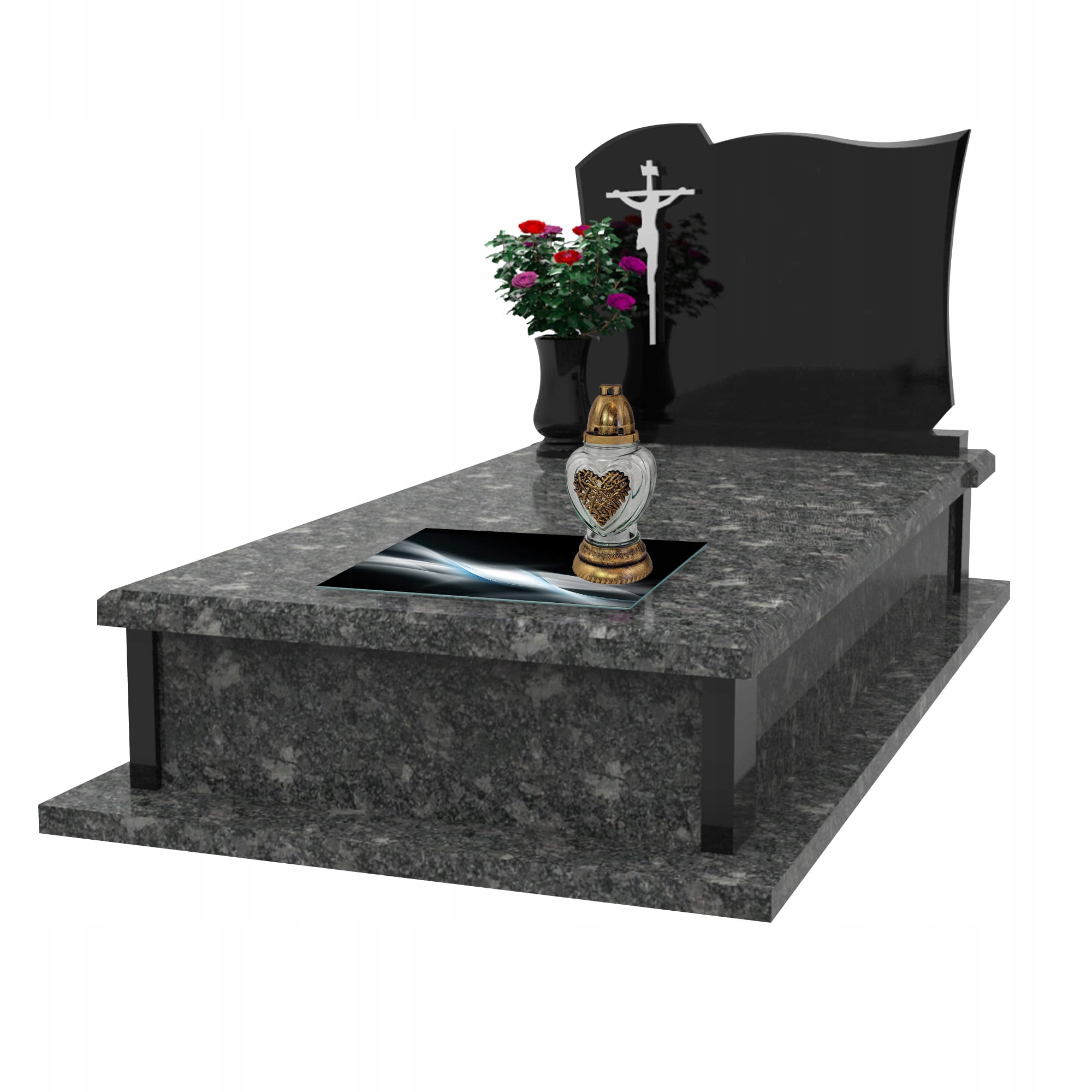 SZKLANA PODSTAWKA POD ZNICZE 35x35cm Popiel 125g Motyw inny