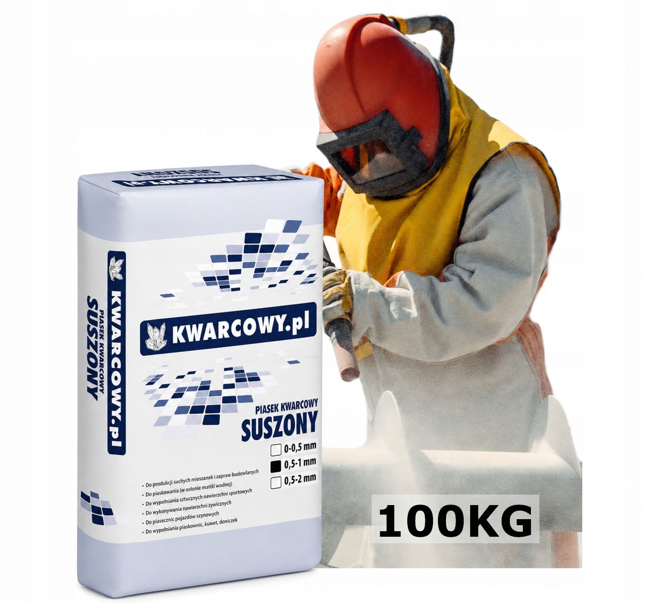 Ścierniwo do piaskowania suszony Piasek Kwarcowy 0.5-1mm SiO2>96% 100KG