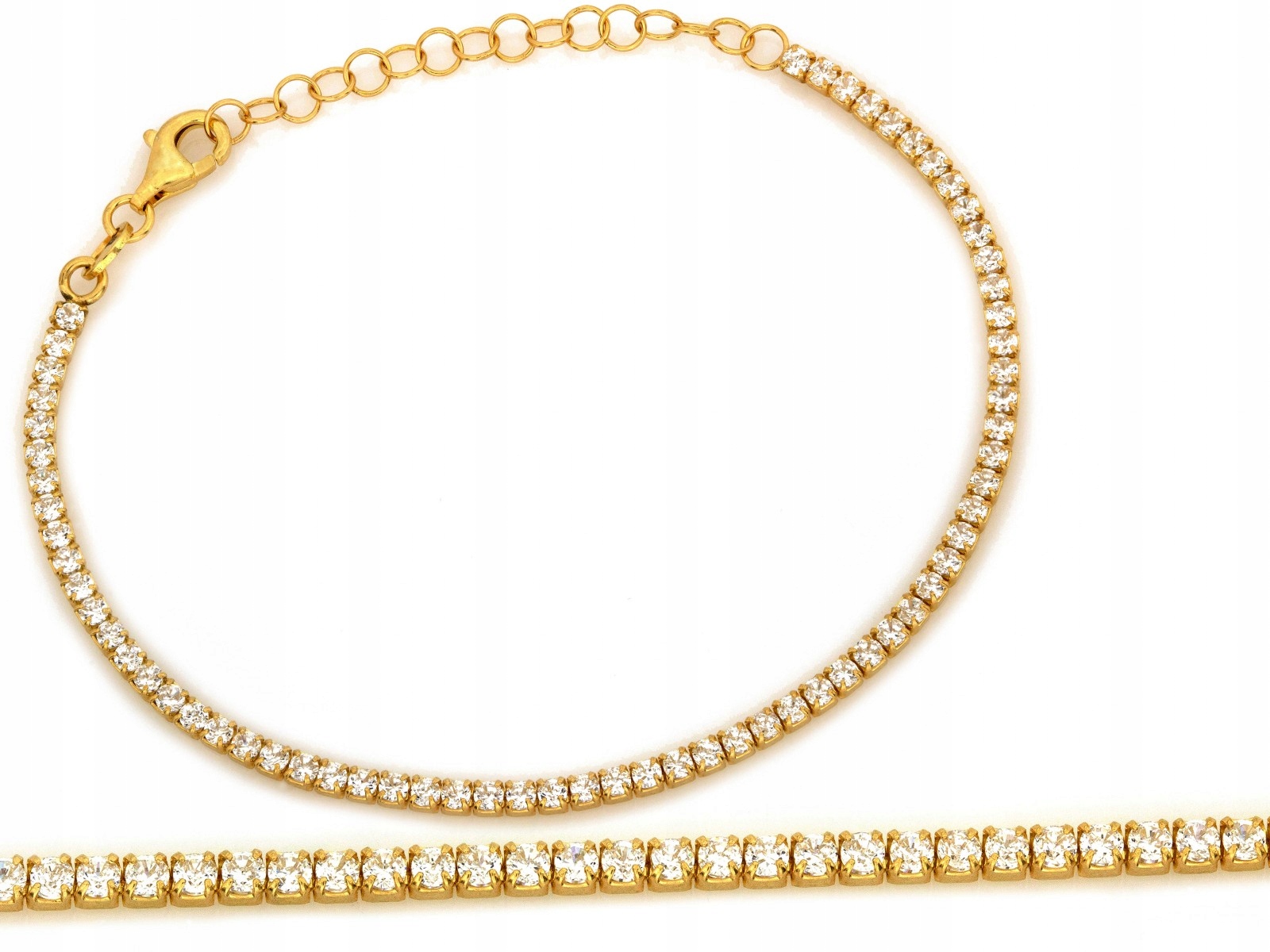 Pozlacený dámský stříbrný náramek 925 Tenis s zirkony od klenotníka r19