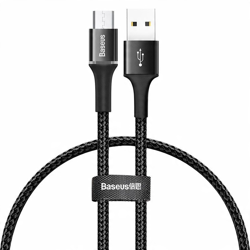 

kabel Usb / micro Usb z diodą Led 3A 25cm czarny
