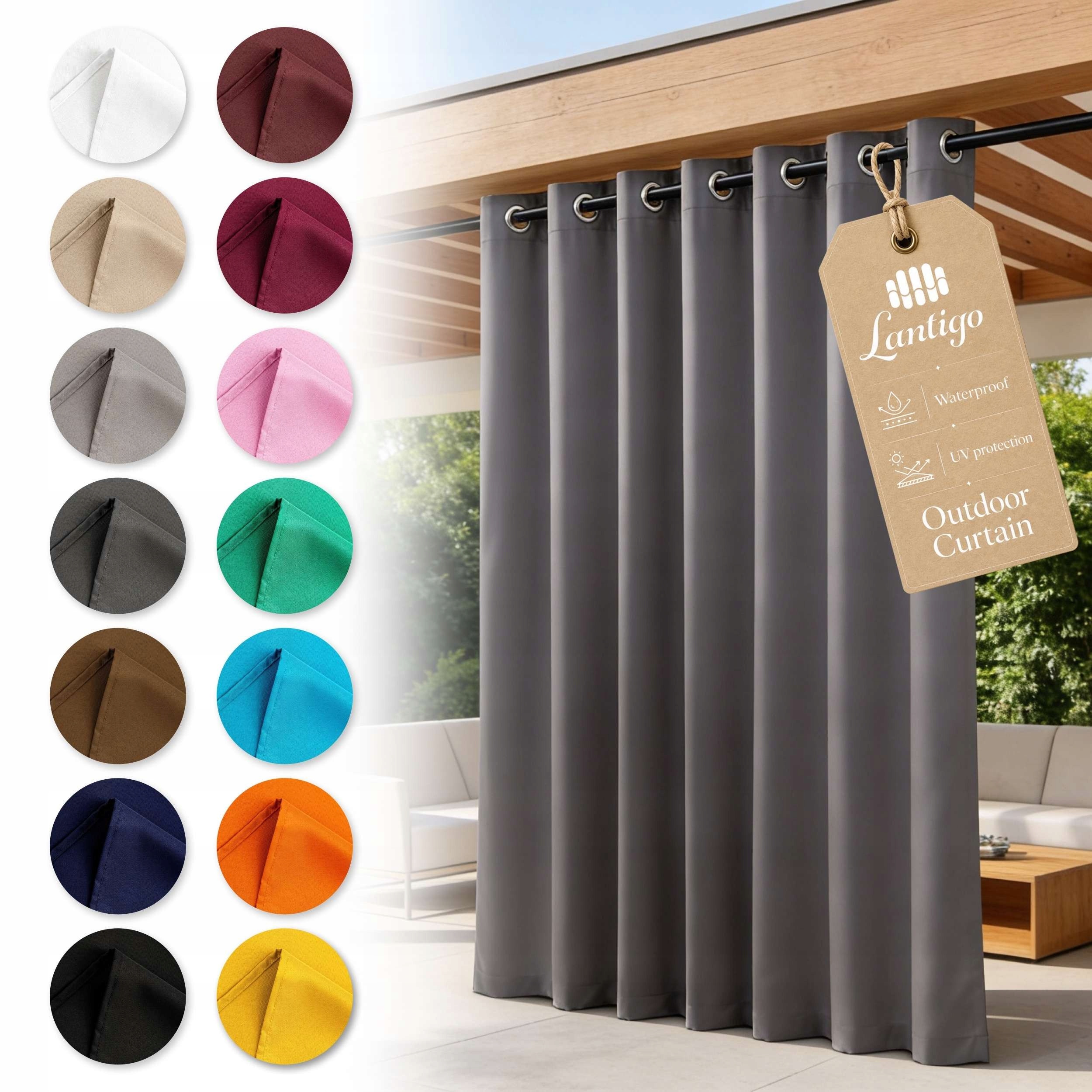 Lantigo Zahradní závěs grafitová 155x200 cm Uv pergola terasa oka