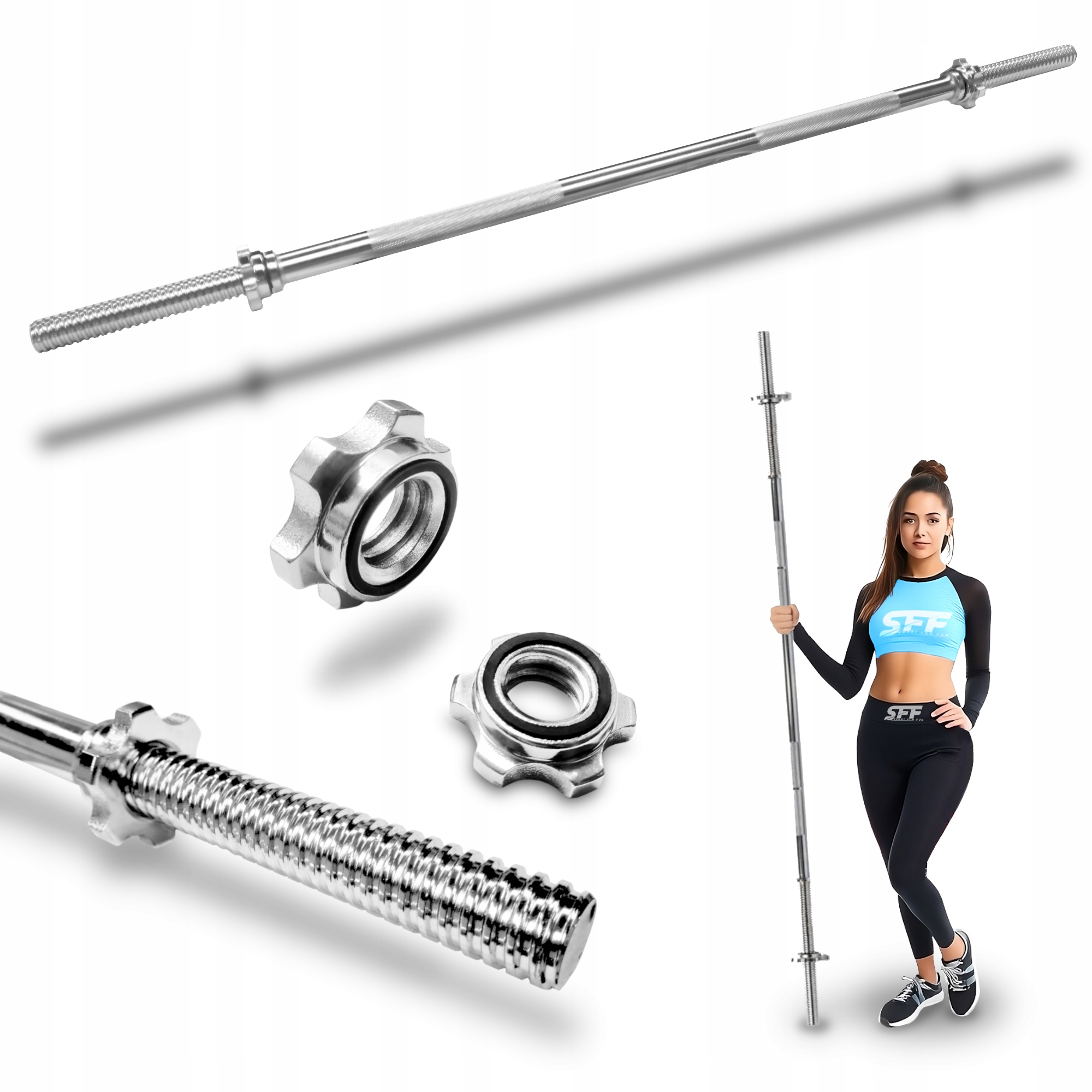 Gryf prosty stalowy sztanga 180cm 25mm pełny