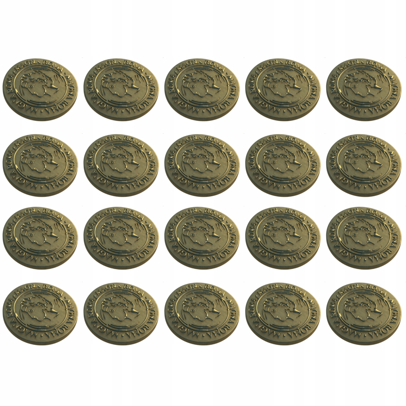 ZESTAW 20 ZŁOTYCH METALOWYCH MONET RZYMSKIE LARP RPG