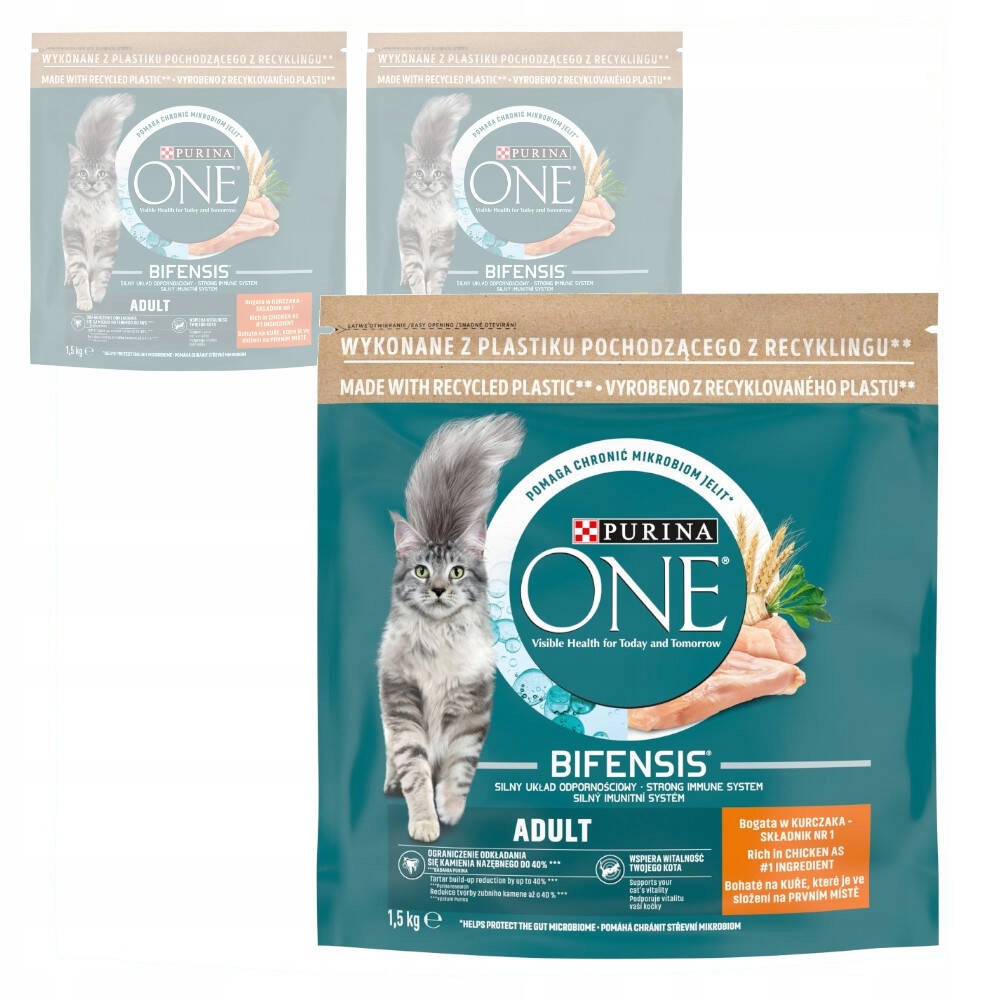 Purina One Bifensis Adult Kurczak Sucha Karma Dla Kota 3x1,5kg