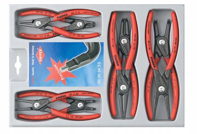 Knipex Kleště Na Upínací Kroužky Seger Komplet 8 dílů.