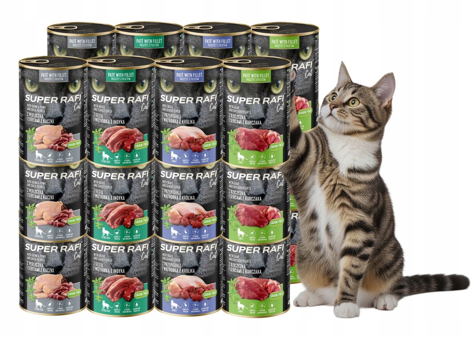 Levně Rafi Cat mokré krmivo pro kočky MIX Chutí 24x400g