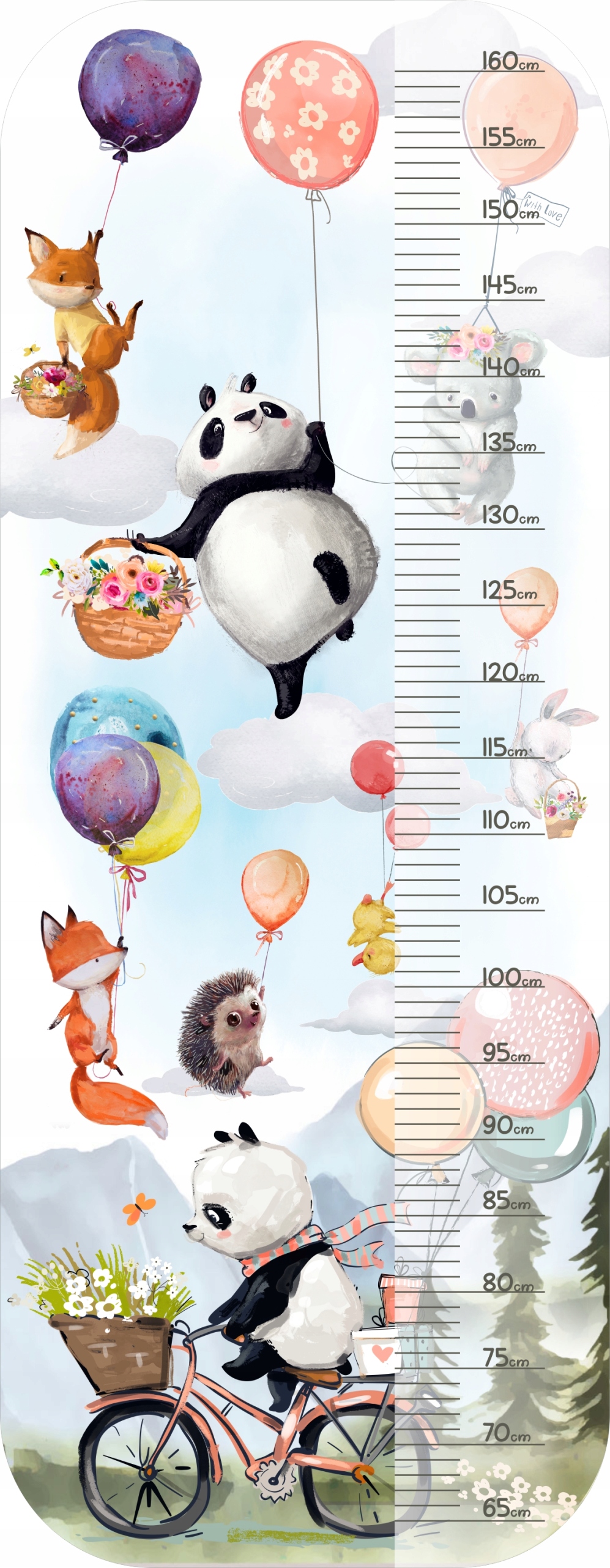 

Miarka wzrostu naklejka na ścianę Zwierzęta Balony