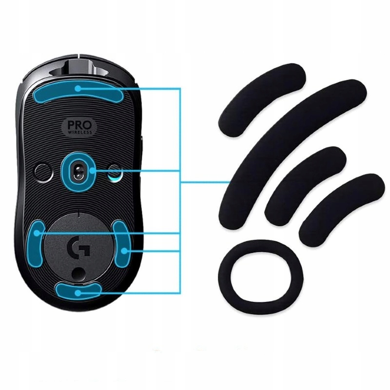 ŚLIZGACZE TEFLONOWE DO LOGITECH G PRO WIRELESS CZARNE