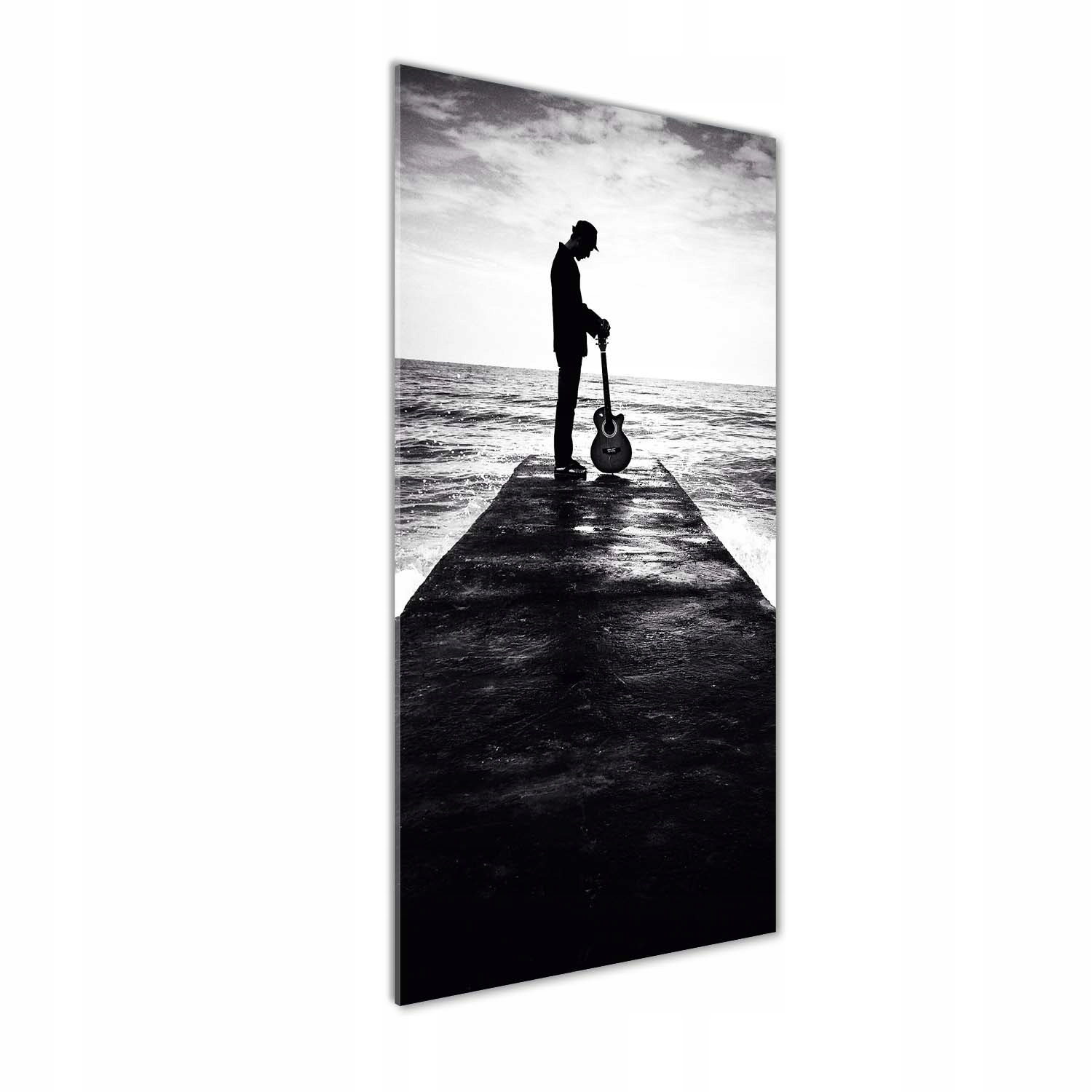 

Foto obraz na szkle Gitarzysta na molo 50x125 cm