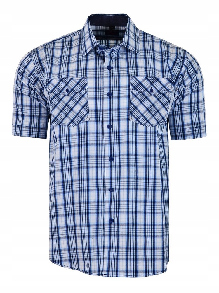 

48/49 Koszula Kratka Błękitna Krótki Duża