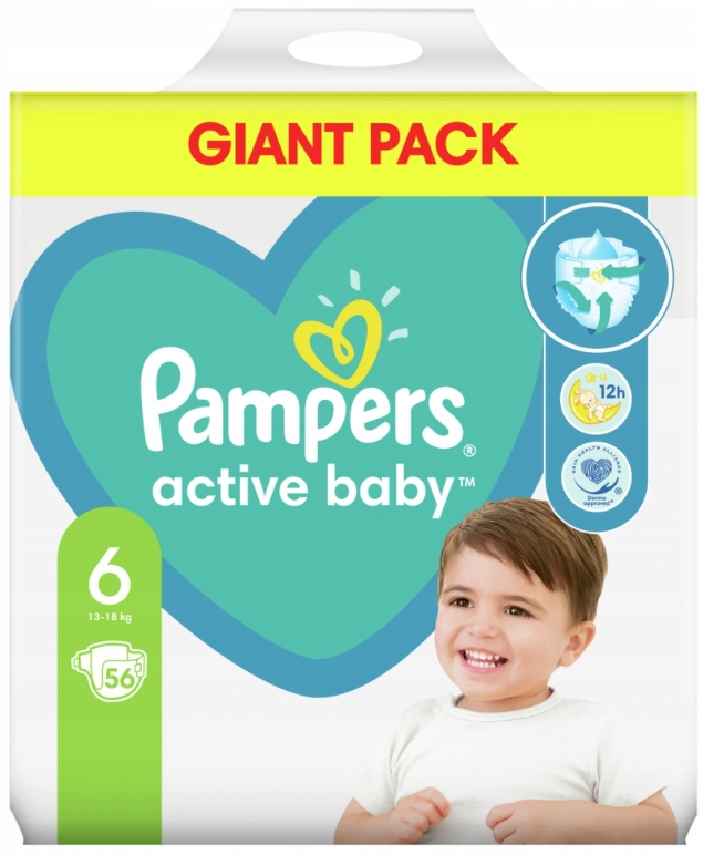 PIELUSZKI 56 SZT PAMPERS ACTIVE BABY 6 NOWOŚĆ 1x56