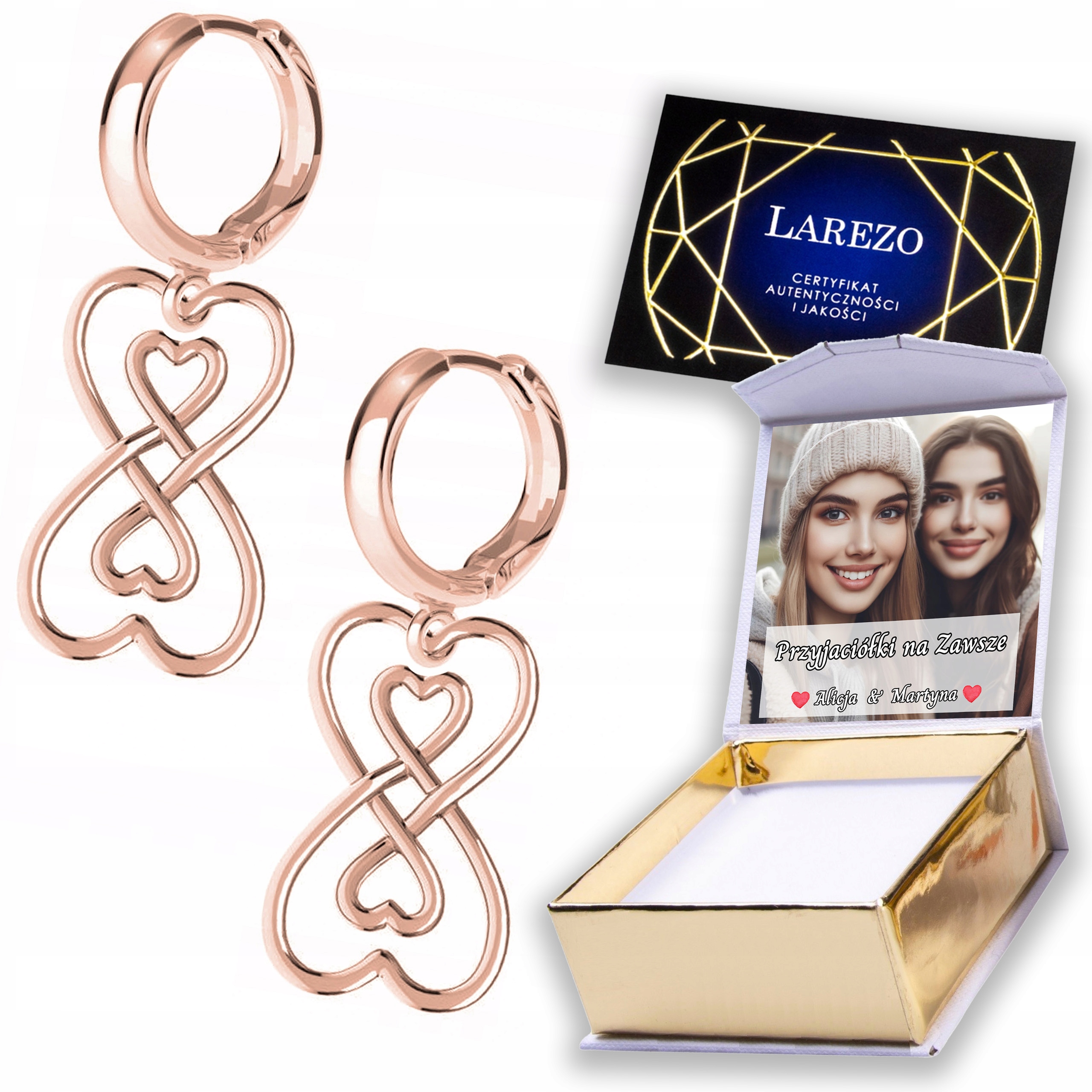 Náušnice Pozlacené 925 srdce s nekonečnem Nekonečno Potisk