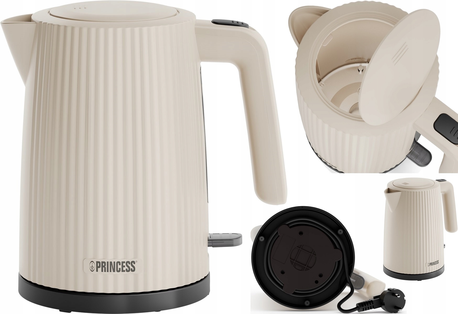 WaVe Retro Design Otočná Rychlovarná konvice Princess 2200 W 1,7 l béžová