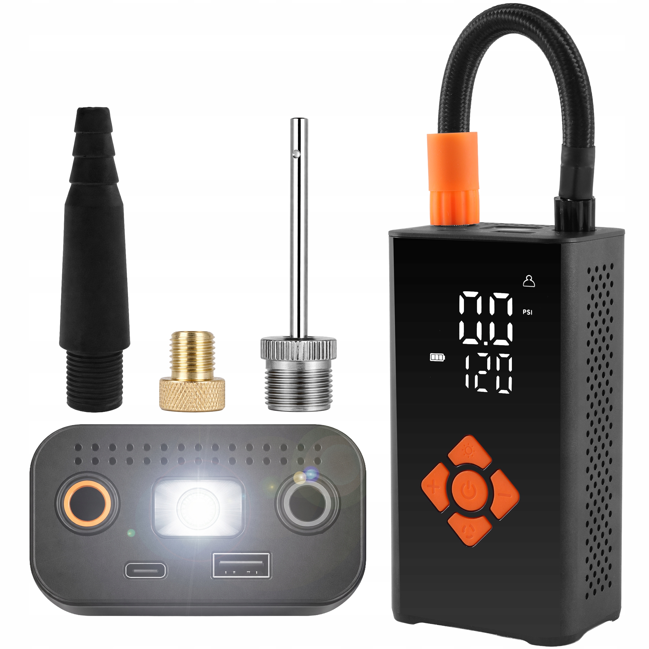 KOMPRESOR SPRĘŻARKA POMPKA PRZENOŚNA 60W ROWEROWA DO SAMOCHODU 5000 mAh