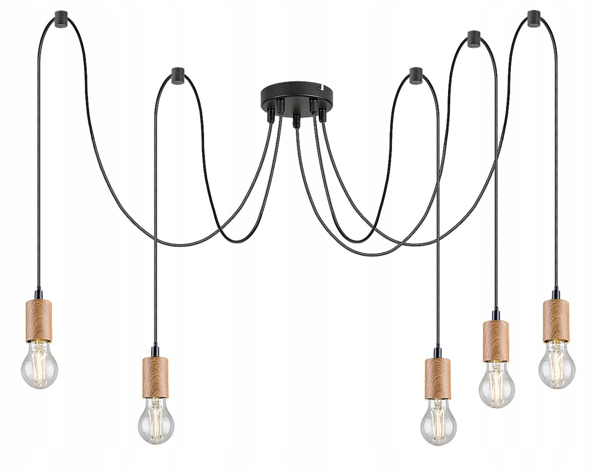 Rabalux Dollien 72075 závesné svietidlo 5xE27 matná čierna/buk industriálna