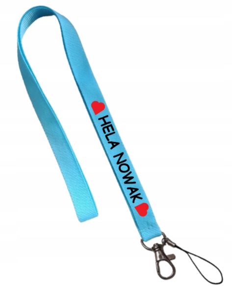 Smycz na klucze i pendrive'a z imieniem z serduszkami