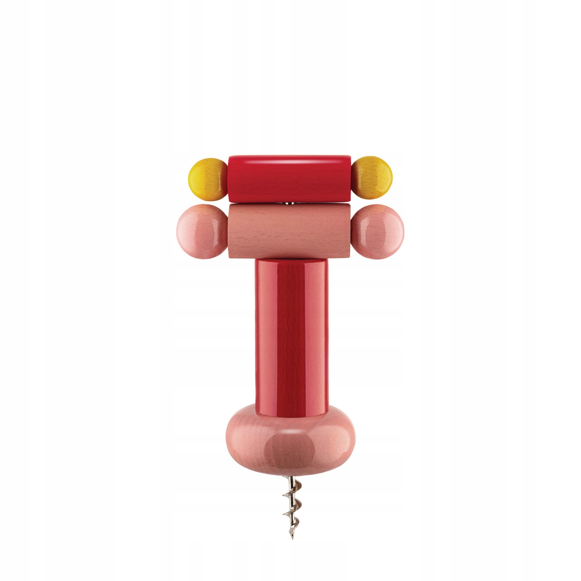 Alessi korkovačka z bukového dreva červeno-ružová