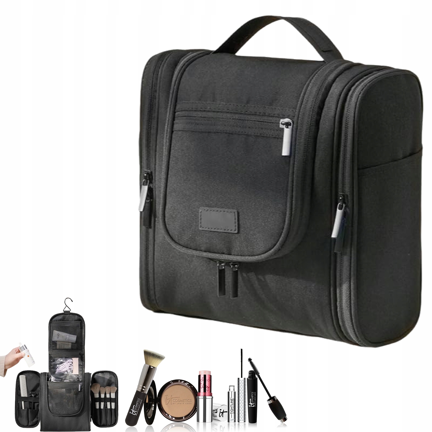 Vícekomorová Kosmetická Taška Černá, Velká, Cestovní, Unisex, Pro Kempování A Cestování