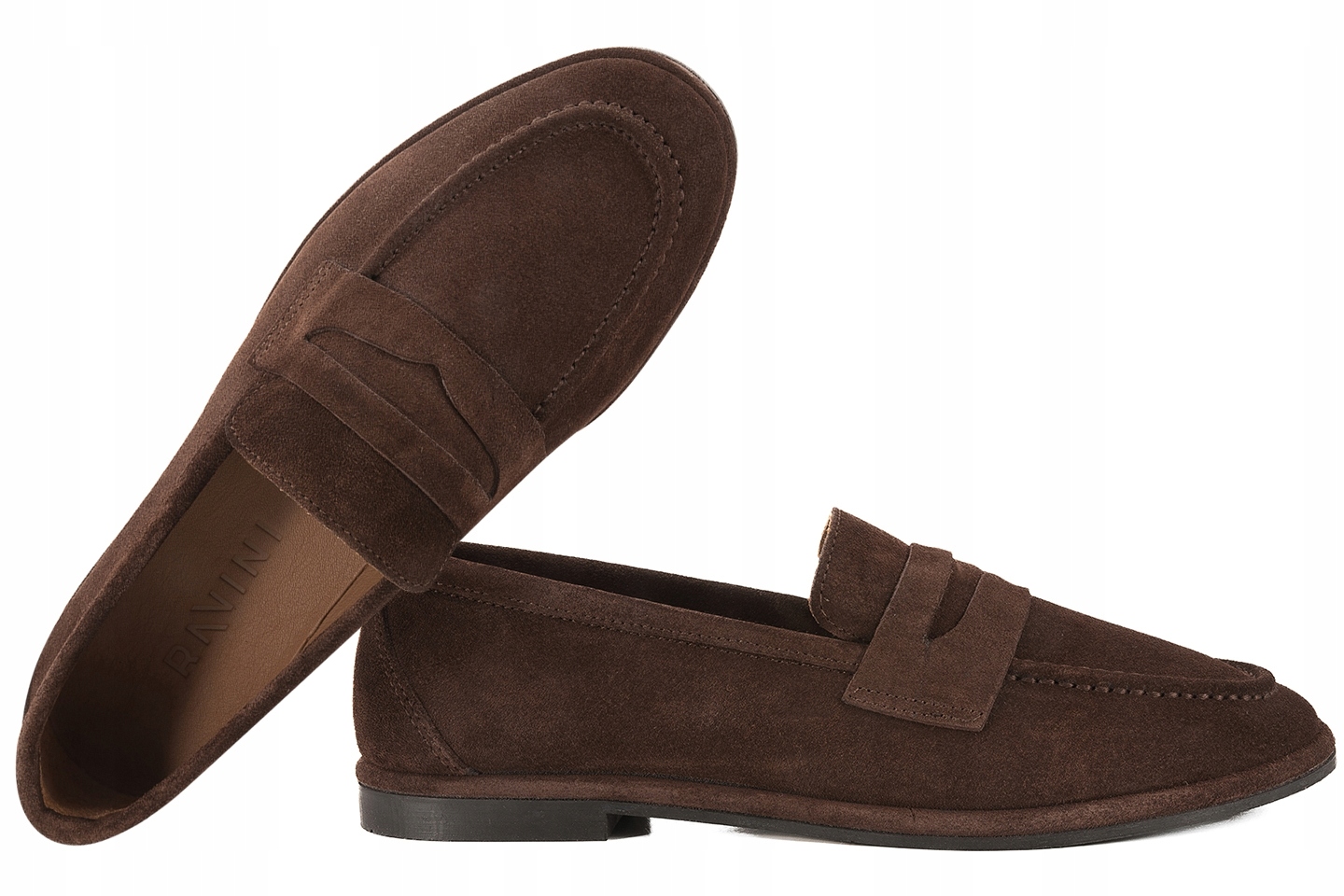 Ravini 060 10050 Semišové Mokasíny Kožené Polobotky Lordsy tmavě hnědá 37