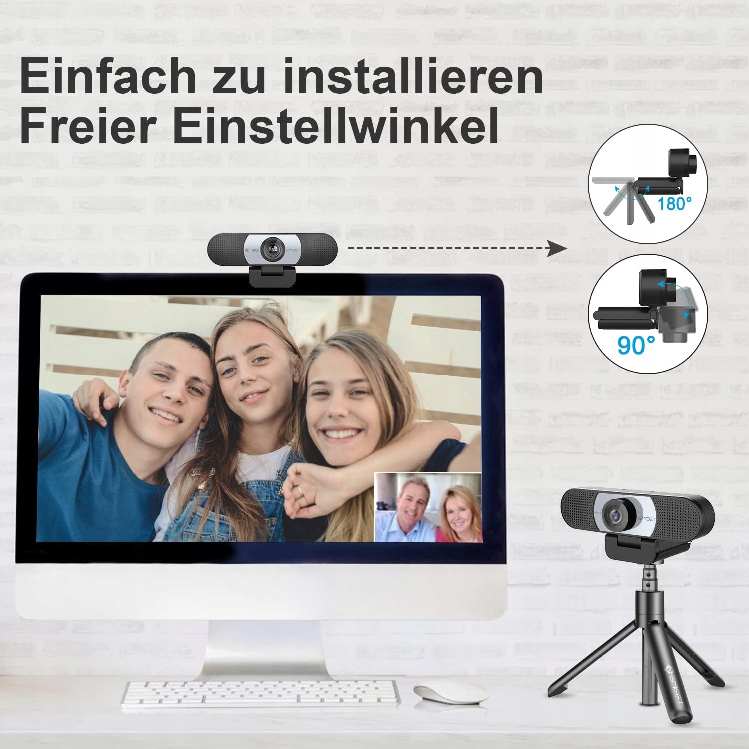 EMEET Kamera Full HD 1080P Z Osłoną Obiektywu i Podwójnym Mikrofonem — miniatura 6