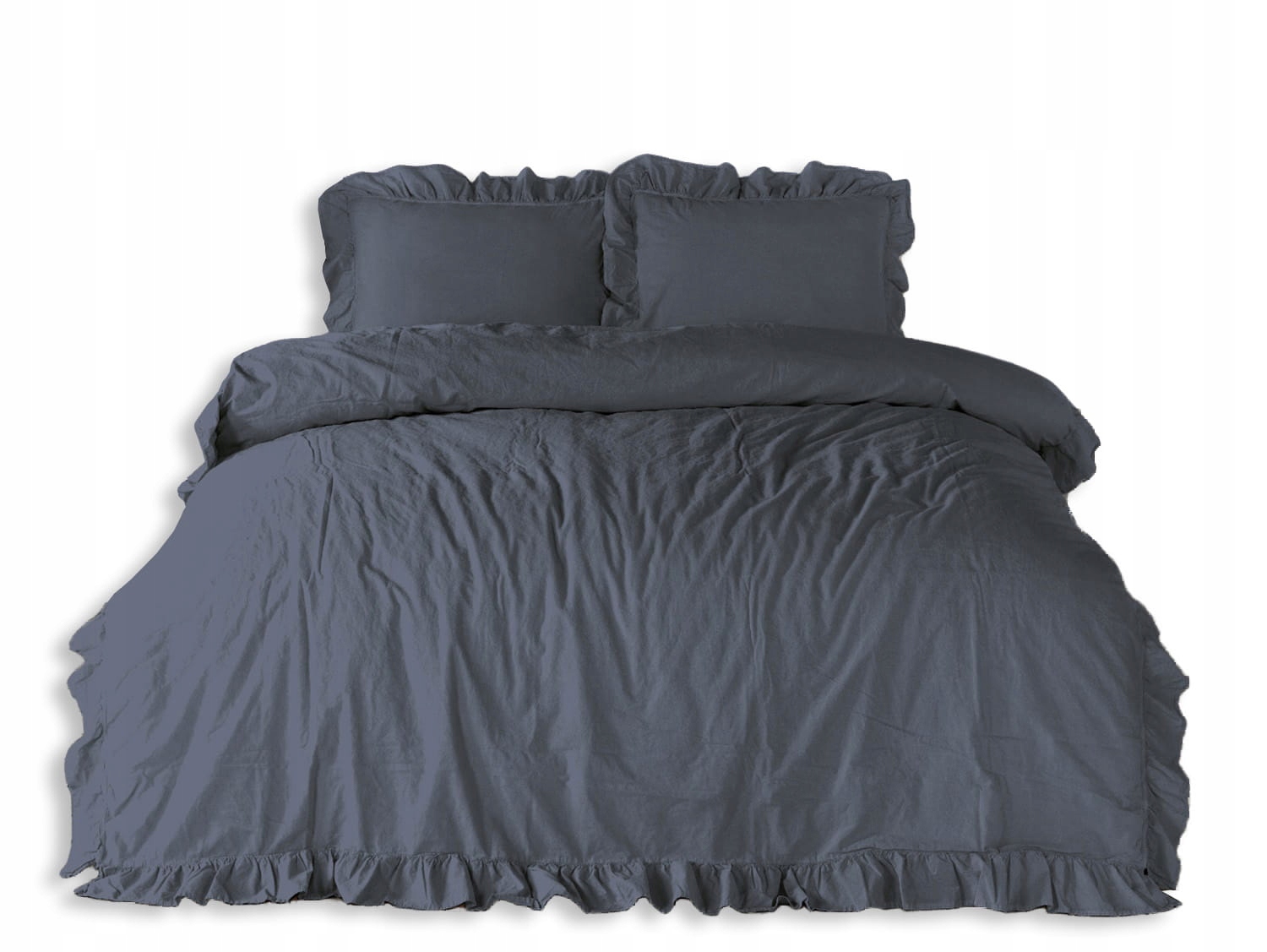 komplet luxusnej bavlnenej posteľnej bielizne 200x220 šedé volániky exkluzívny