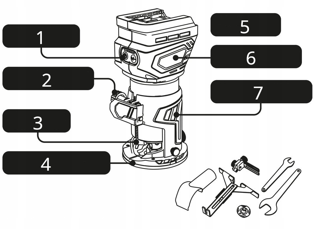 FREZARKA GÓRNOWRZECIONOWA AKUMULATOROWA BEZPRZEWODOWA DO DREWNA DRZEWA 4.0 Napięcie zasilania 230 V