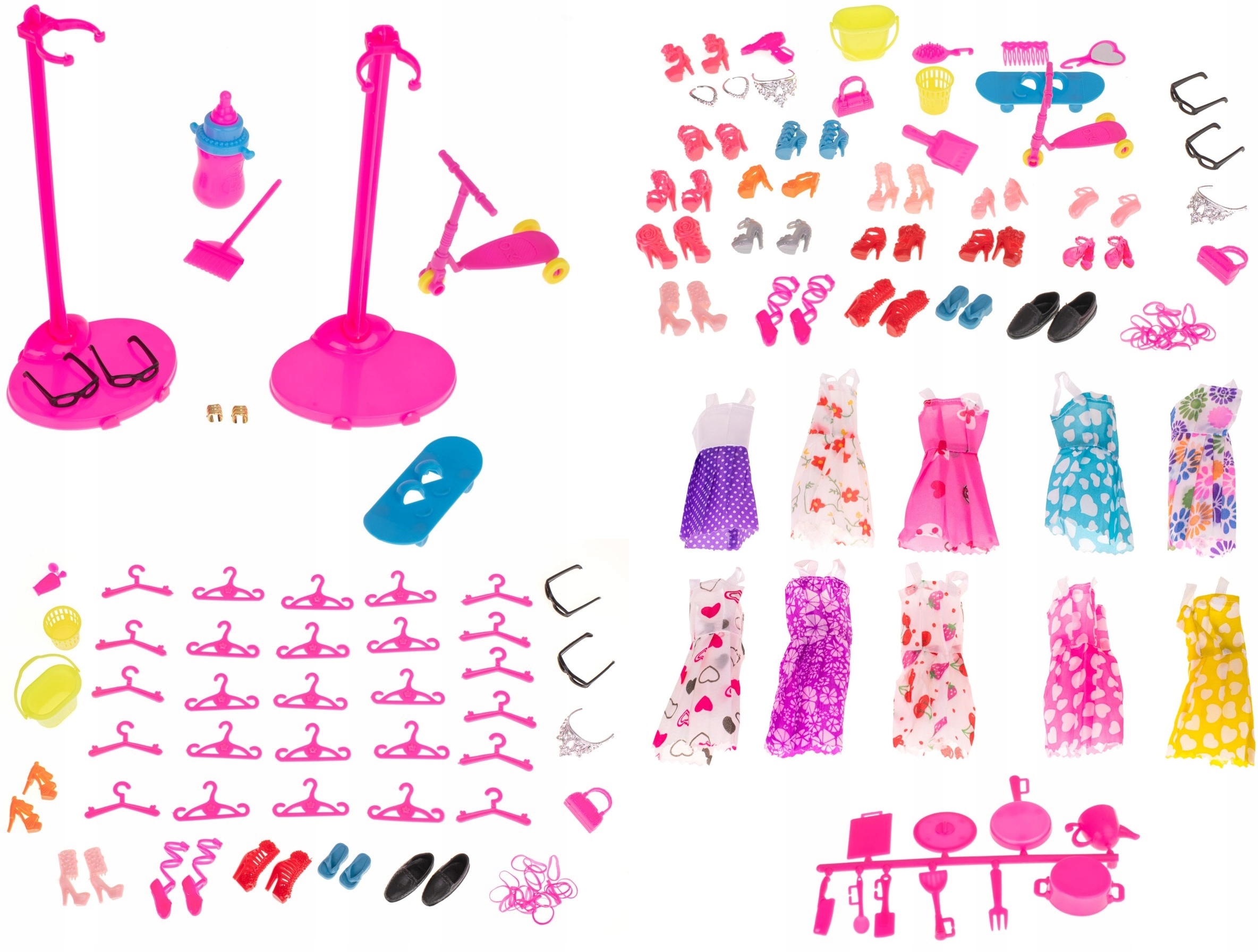 ZESTAW UBRANKA DLA LALEK I DODATKI AKCESORIA 85 EL Seria 85pieces