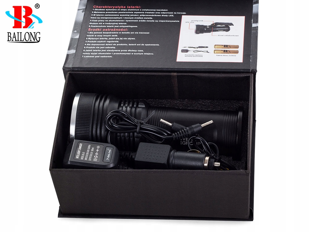 LATARKA SZPERACZ BAILONG POLICYJNA LED CREE XP-E REFLEKTOR MOCNA WOJSKOWA Liczba trybów 3