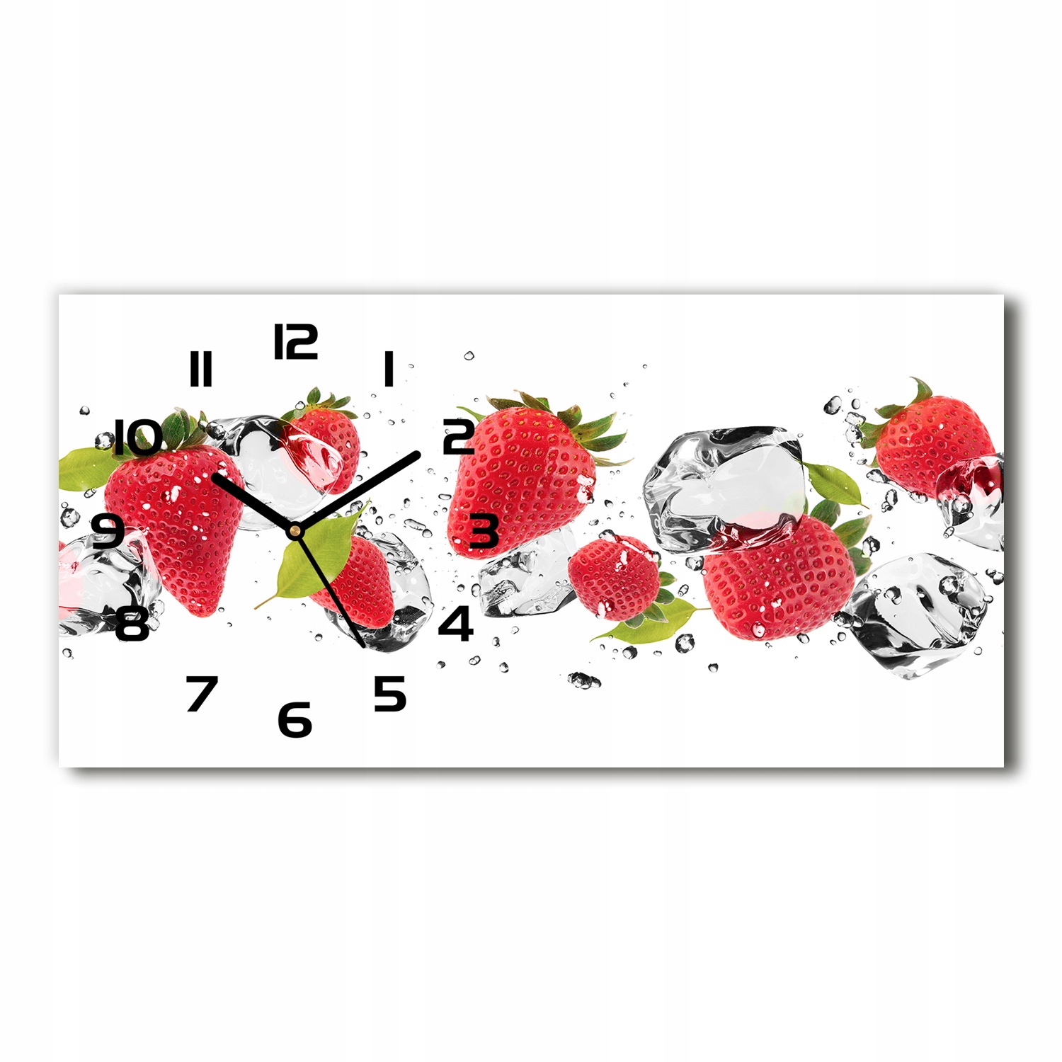 

Zegar ze szkła na ścianę Truskawki i woda 60x30 cm