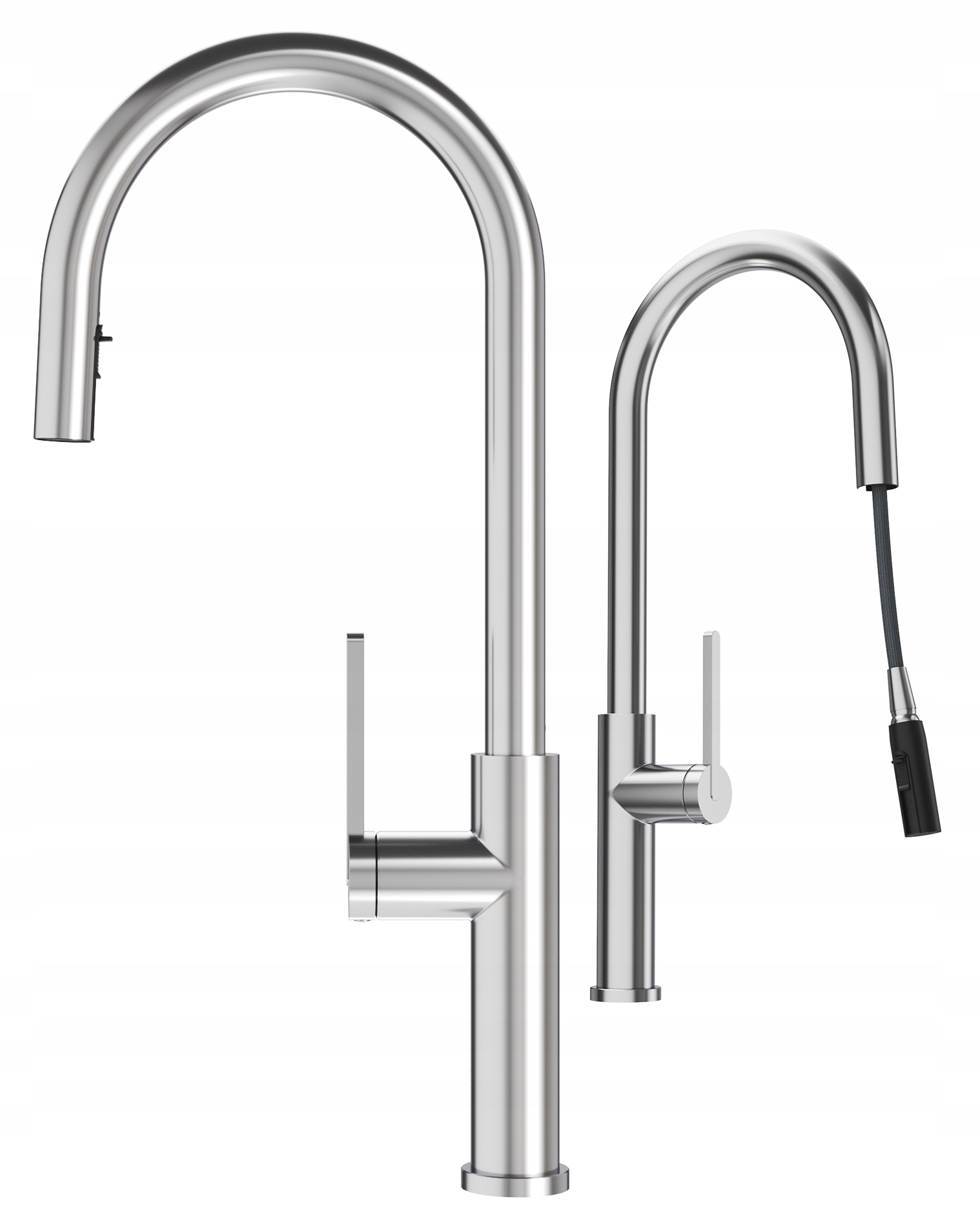 Kuchynský Kohútik S Výsuvným Výtokom, Chróm, Dvojfunkčná Batéria, Strieborná Prati