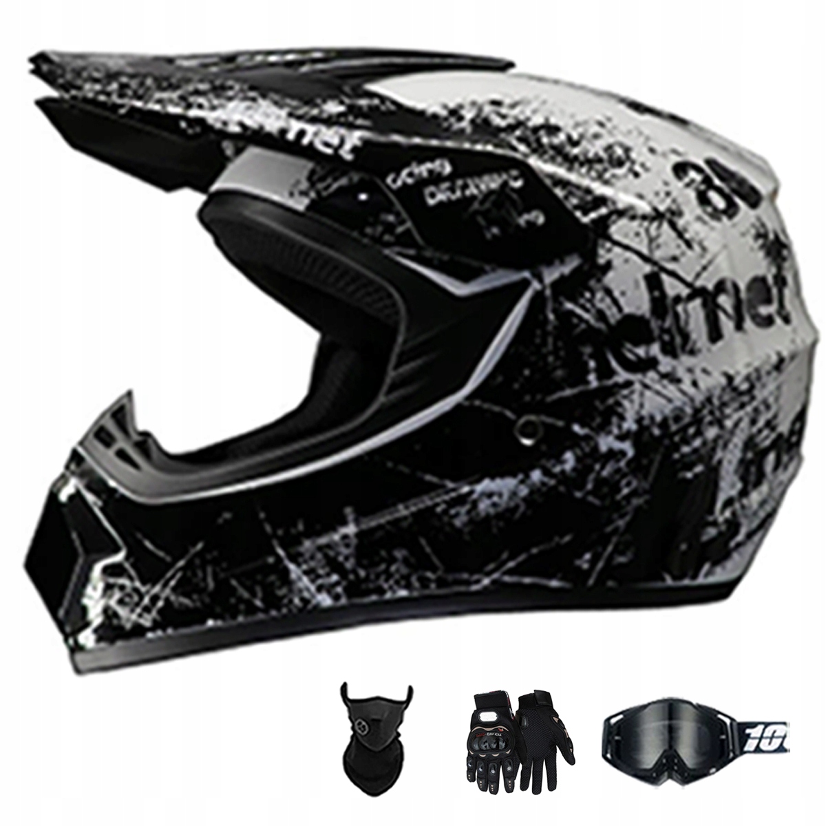 Motocyklová Přilba Lehká Enduro Quada Brýle Rukavice Maska S