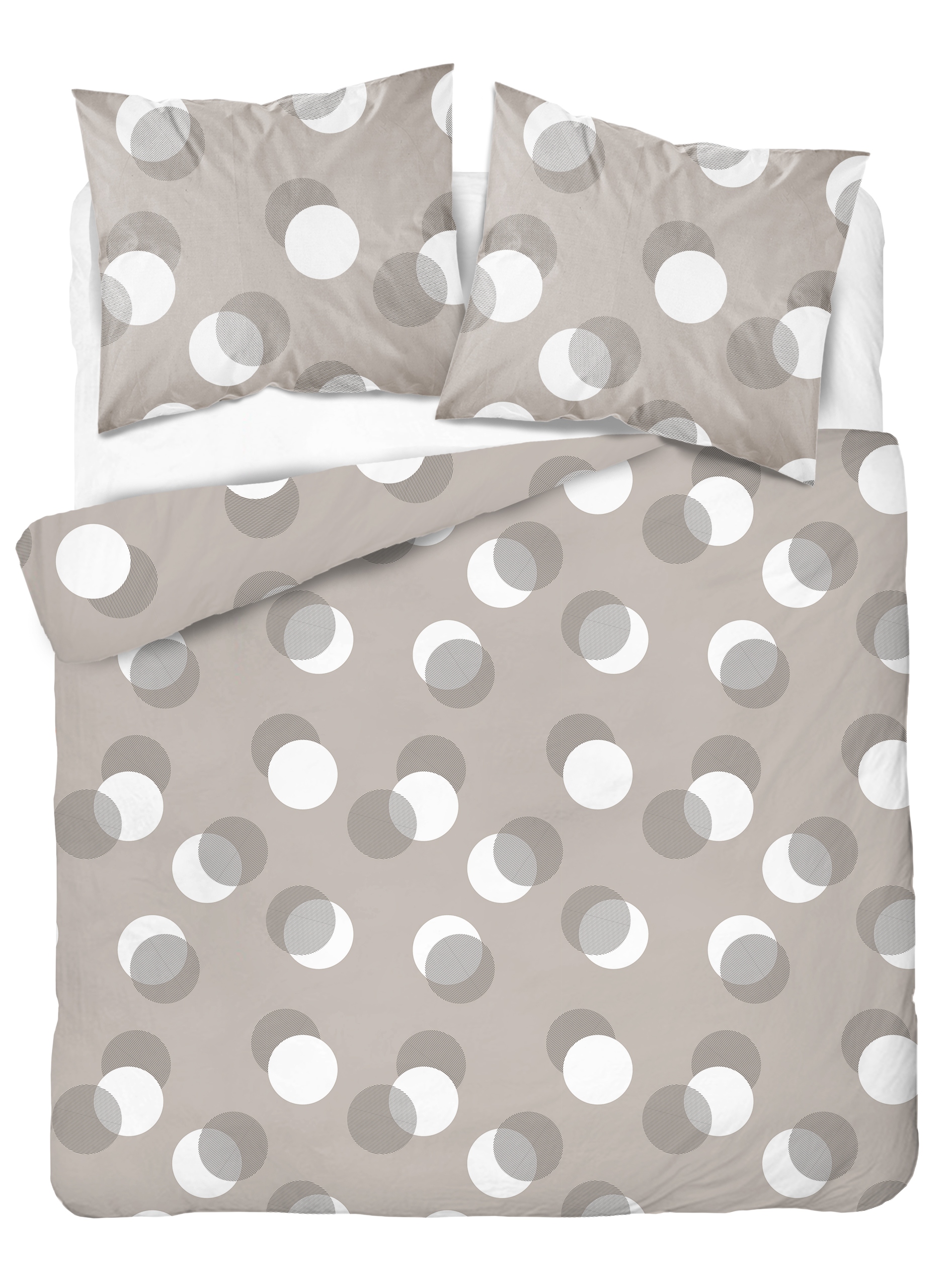 Komplet pościeli 160x200 bawełna Jakość beżowa taupe w kropki