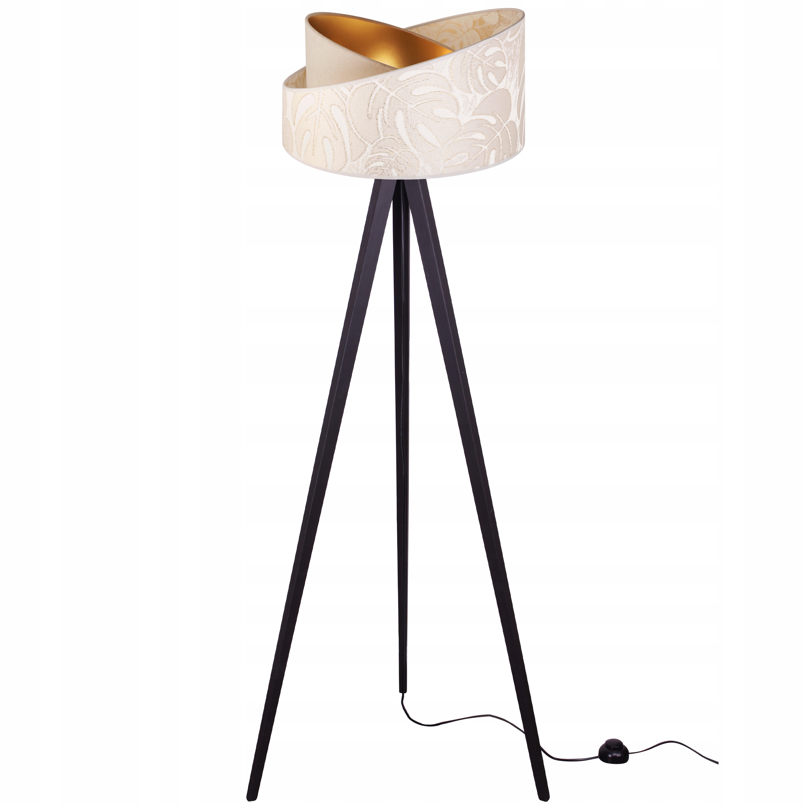 Stojaca Podlahová Lampa Trojnožka Drevo Tienidlo Vzor