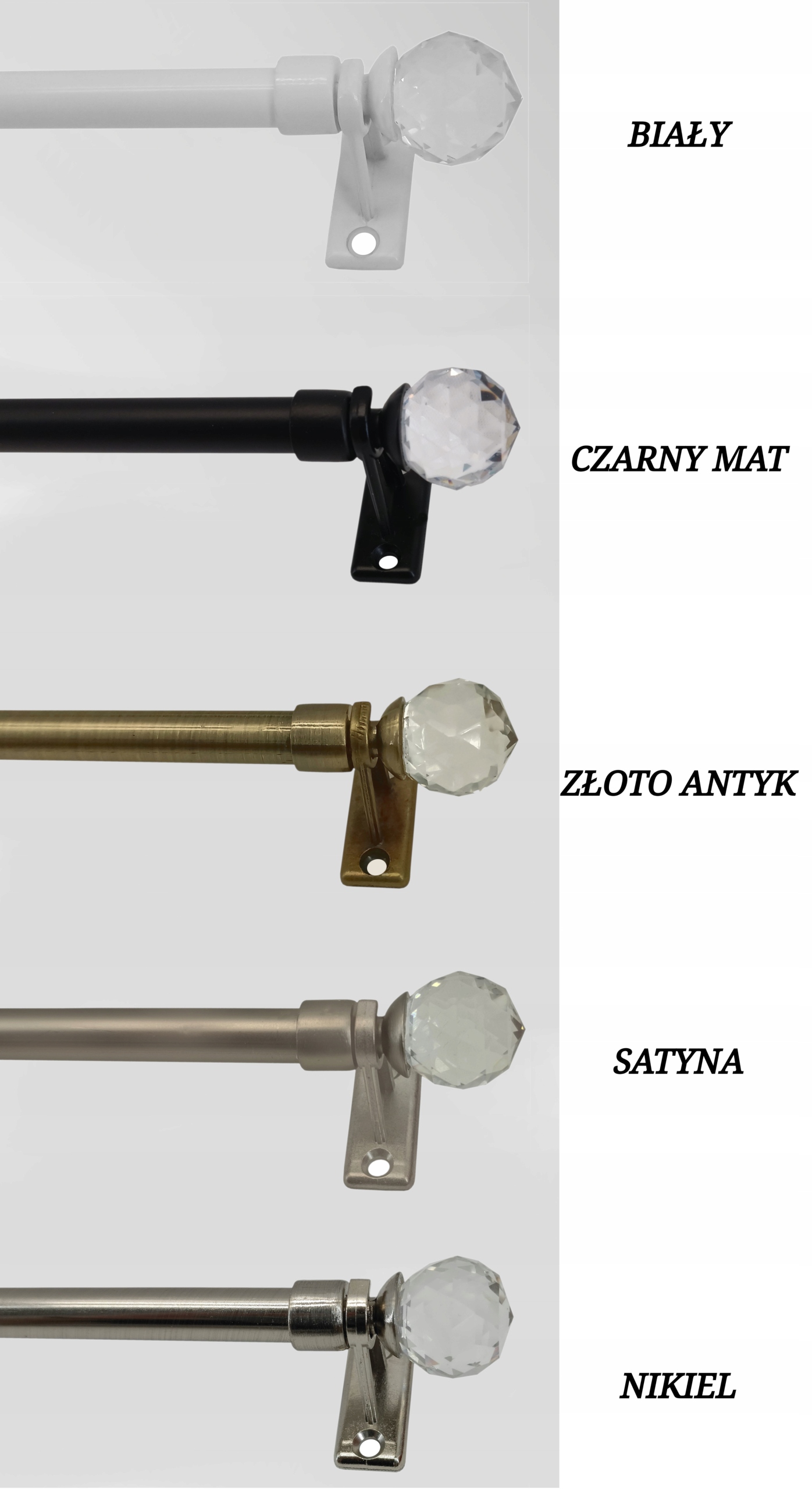 MINI KARNISZ zazdrostka GLOBE 40-60 cm CZARNY MAT Stan opakowania oryginalne