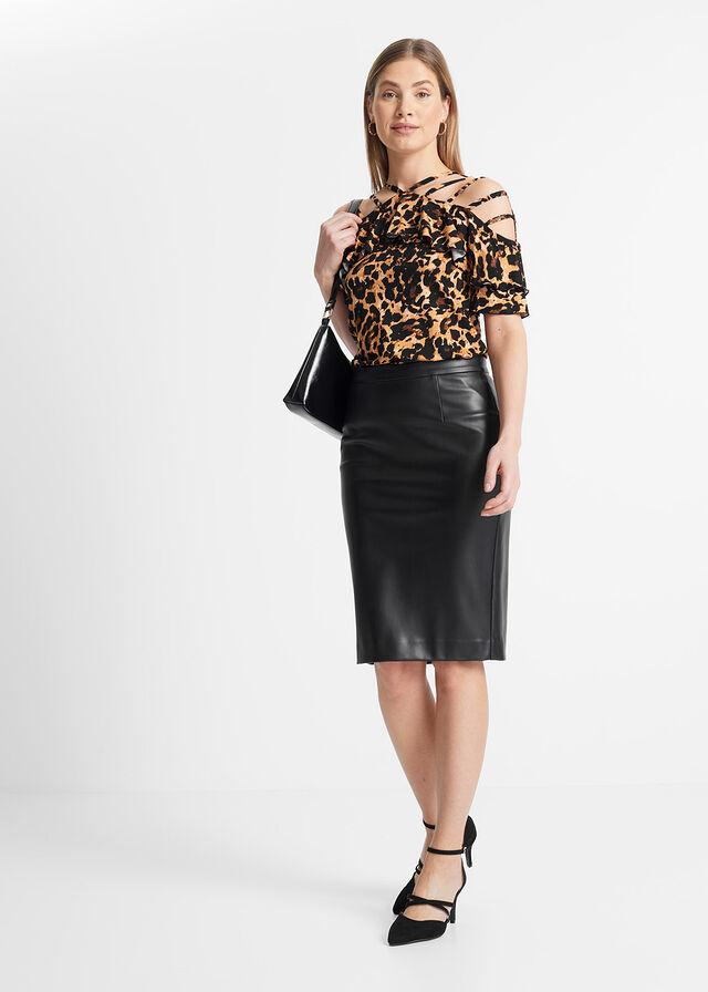 BLUZKA W PANTERKĘ OZDOBNE PASKI BONPRIX 36 Rozmiar 36