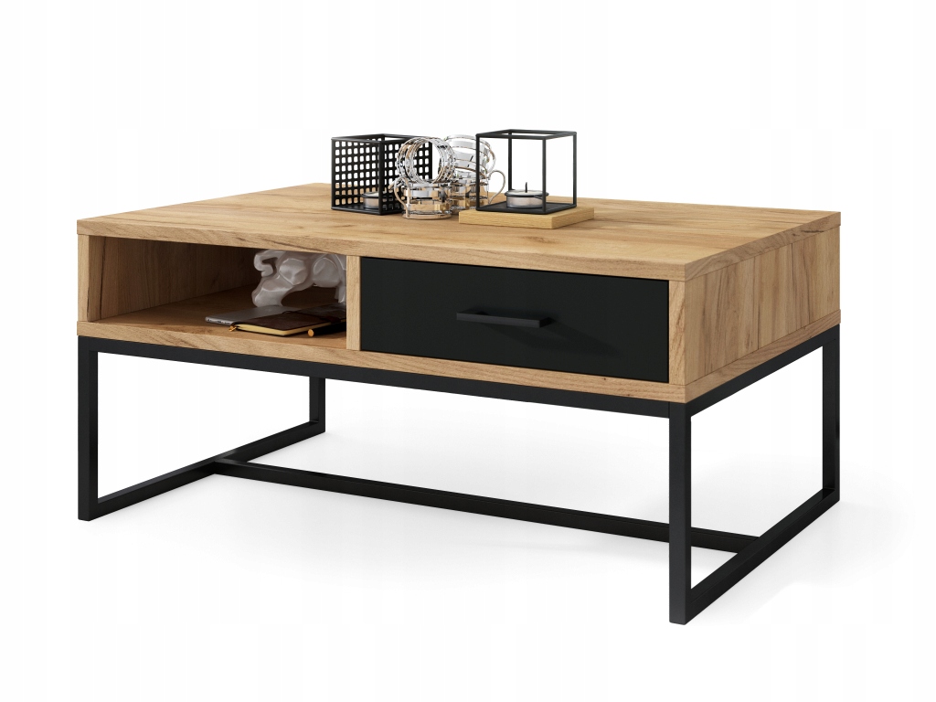 

Nyx Dąb Craft Złoty/Czarny Ława Stolik Z Szufladą