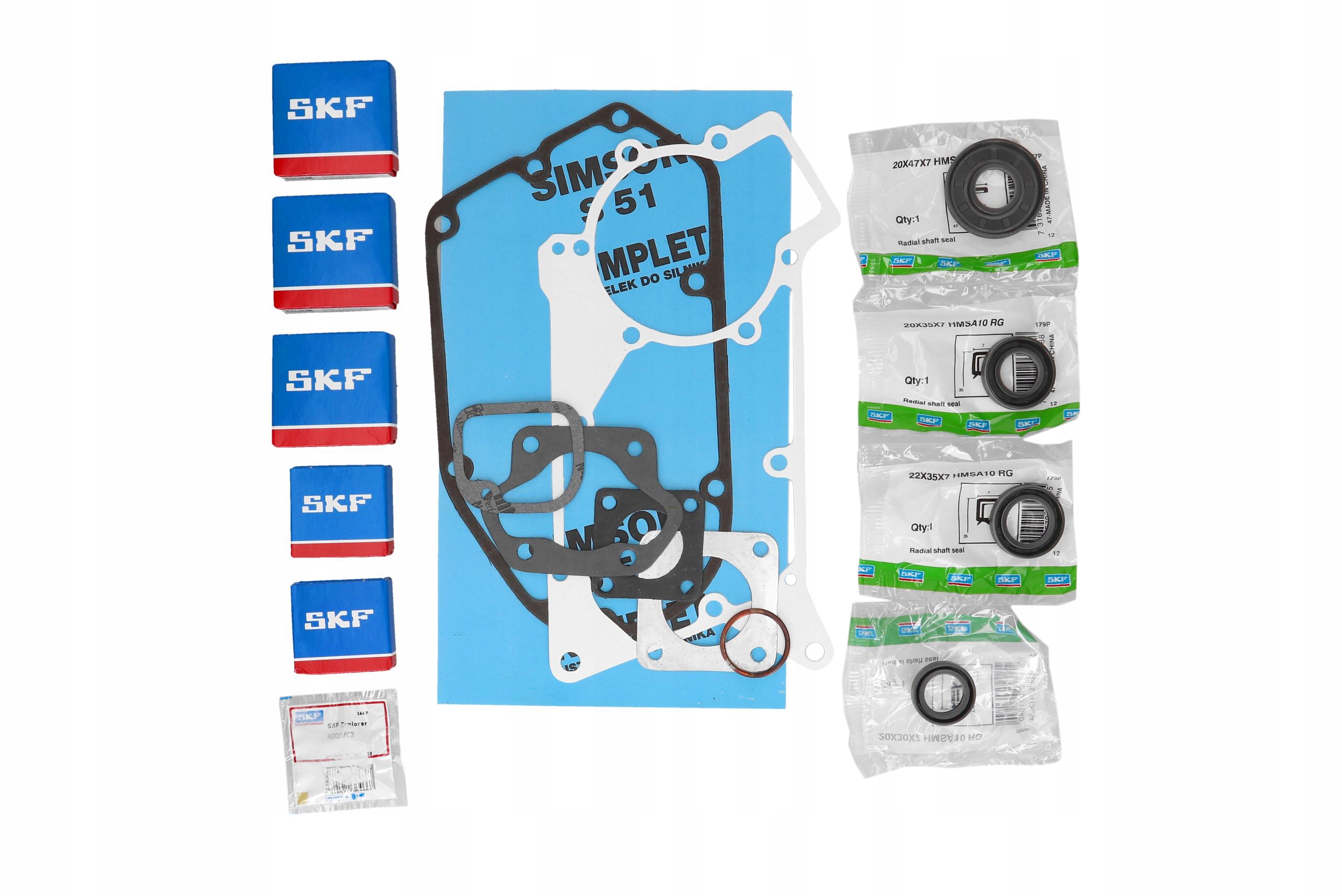 Łożyska SKF + simeringi SKF kpl Simson S51 SR50