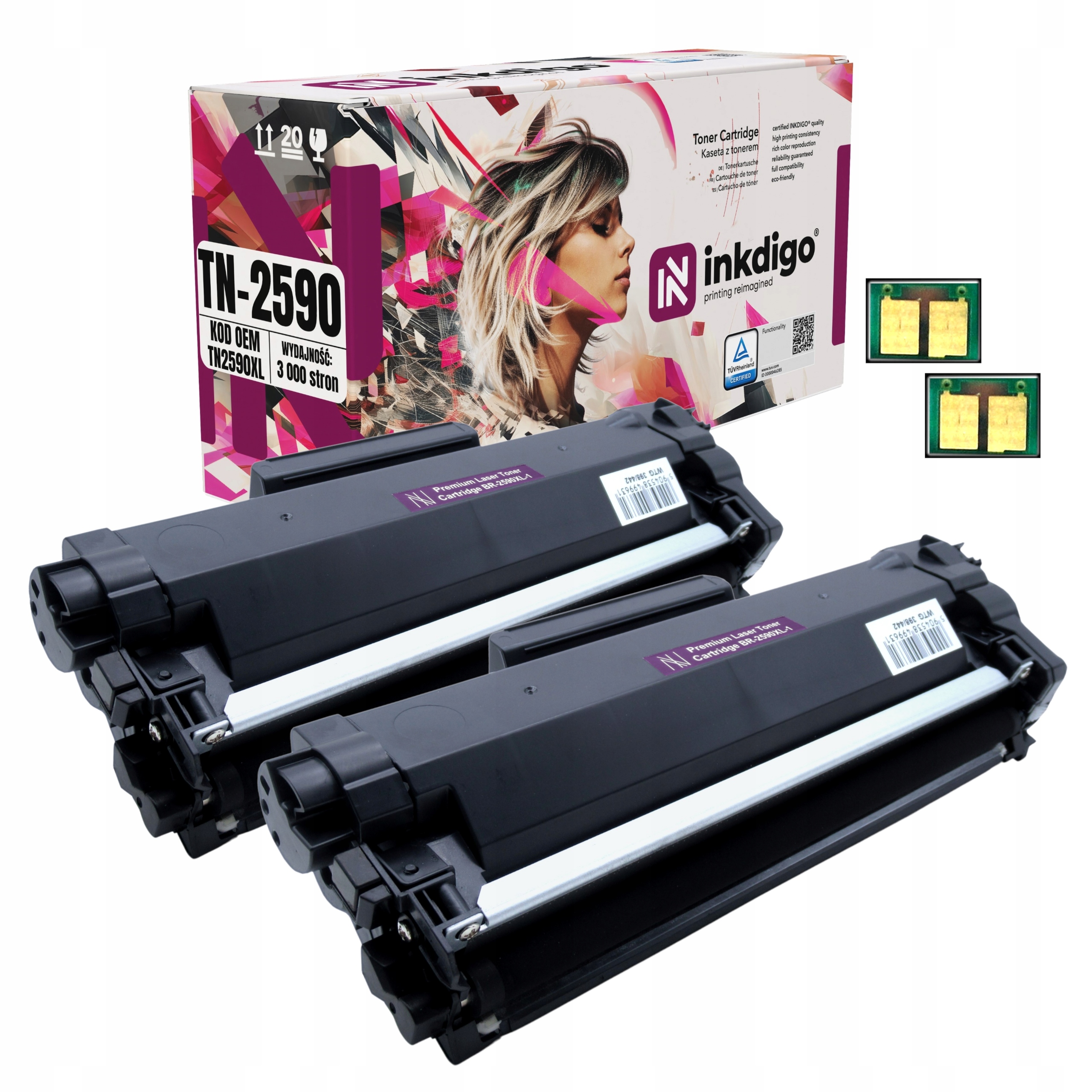 2x Náhradní Toner TN2590 XL Pro Tiskárnu Brother HL-L2442DW DCP-L2622DW