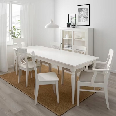 IKEA INGATORP INGOLF Stół i 6 krzeseł Nordvalla Długość stołu 155 cm