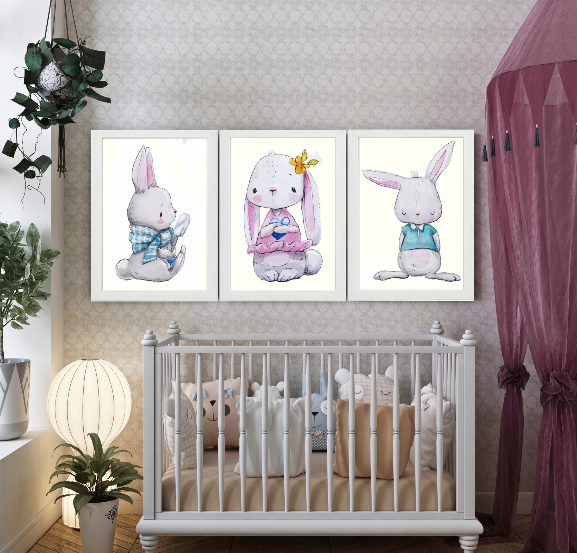 ZESTAW 3 OBRAZKI PLAKATY A4 króliczki słodkie Bohater / Bajka Inny