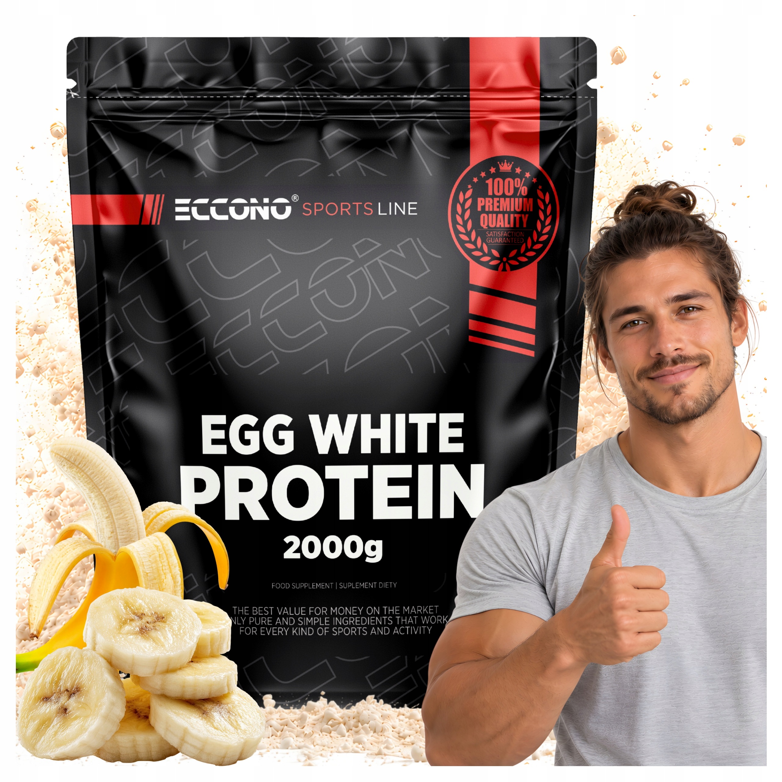 Doplněk Stravy Eccono Egg White Protein Vaječný Protein Albumin Svaly 2000 G Banán