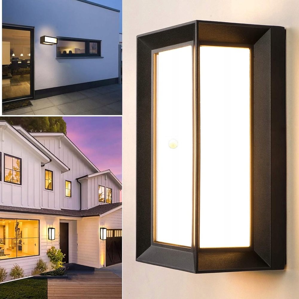 Kinkiet Zewnętrzny Led Nad Drzwi Wejściowe 18W z czujnikiem ruchu IP65