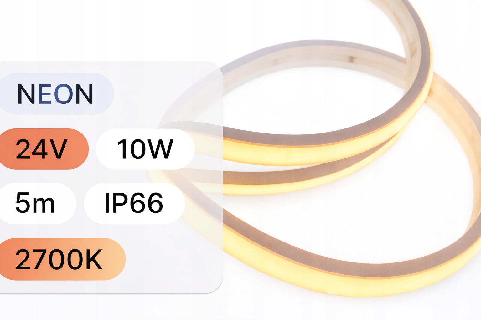 Led páska neonová 9,8 x 5,5 mm teplá barva 2700K