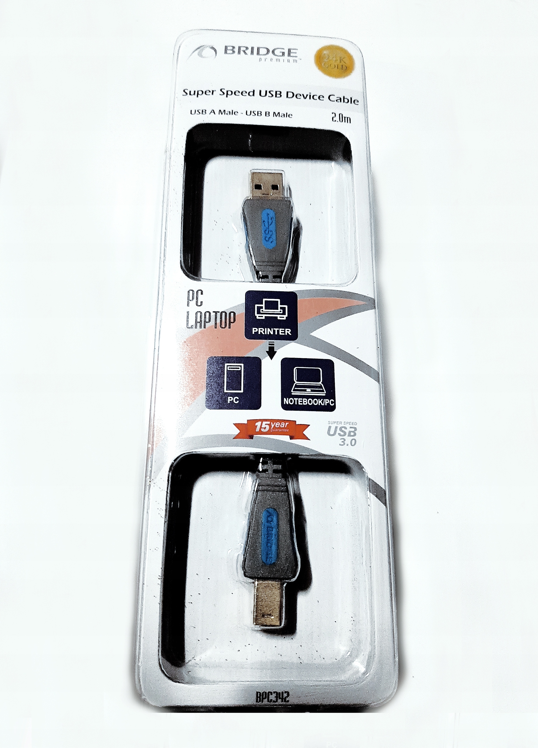 Kabel Bridge BPC342 czarny USB A - B 3.0 2 m
