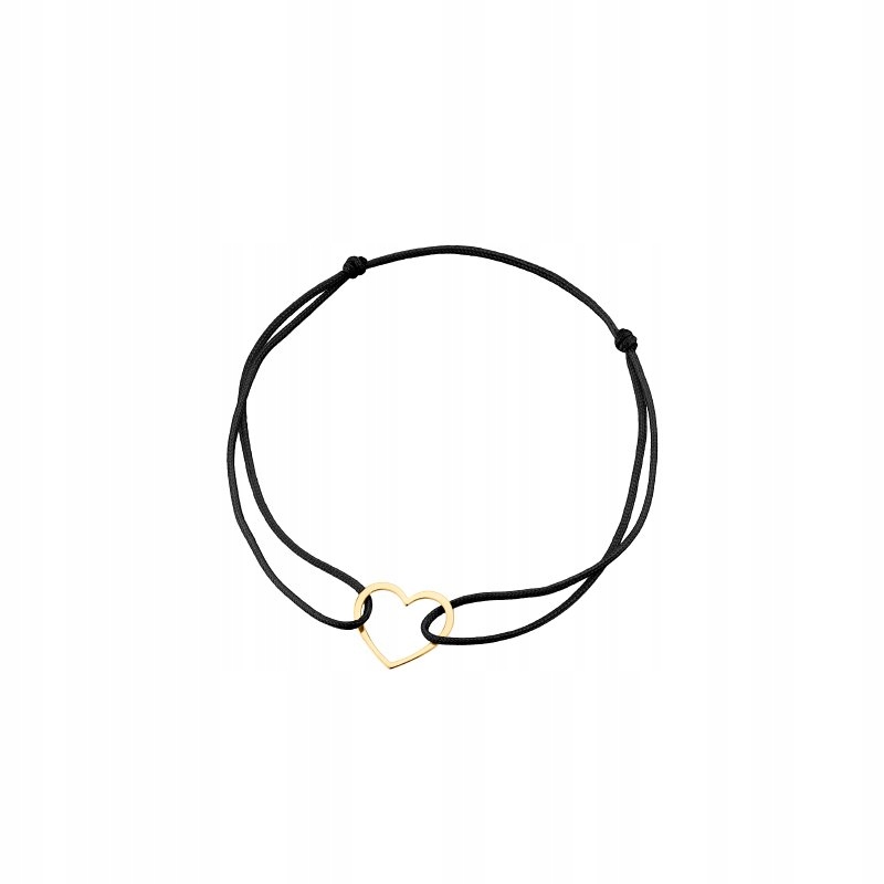 

Bransoletka pozłacana na czarnym sznurku serce